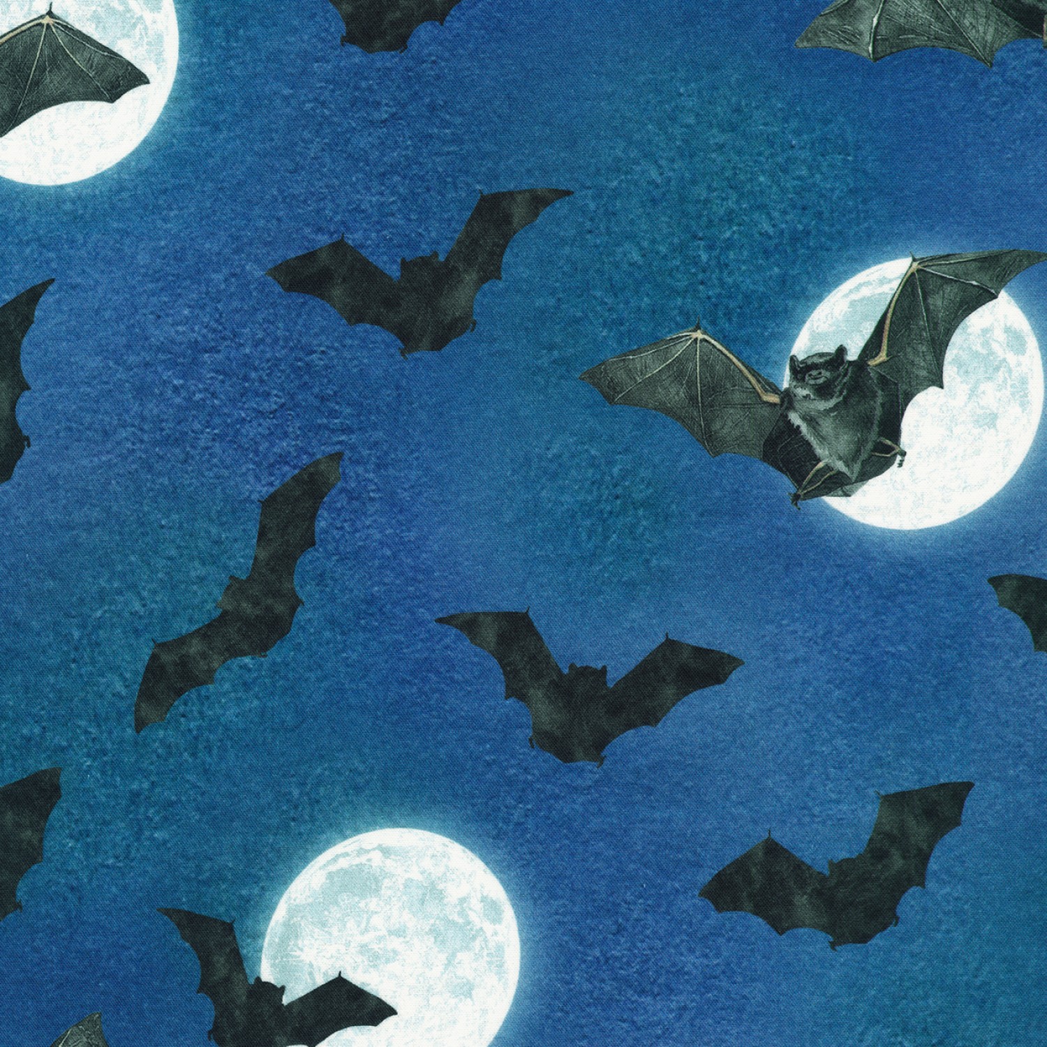 Spooky Raven Moon Bats and Moon Fabric
