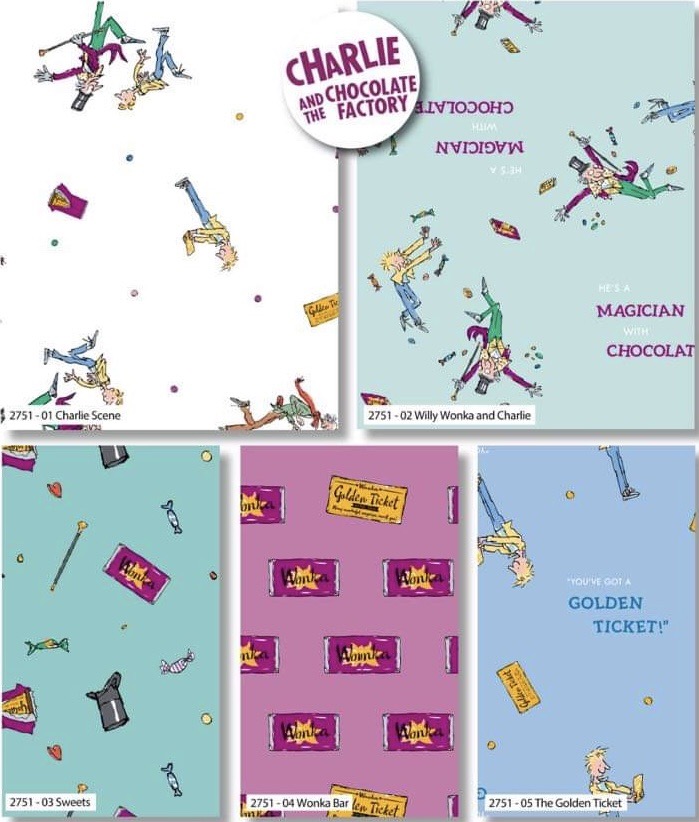 Charlie and the Chocolate Factory Fat Quarter Bundle x 5
