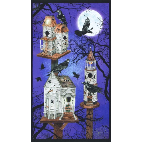 Gumdrop Raven Moon House Halloween Panel