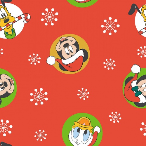 Disney Mickey Mouse and Friends Christmas Badges Fabric