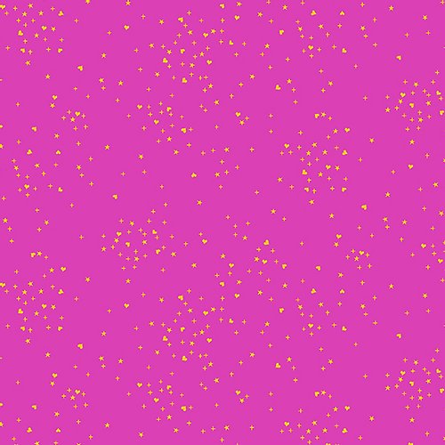Makower Andover Rainbow Shimmer With Gold Metallic Fabric - Magenta