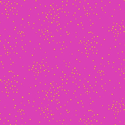 Makower Andover Rainbow Shimmer With Gold Metallic Fabric - Magenta