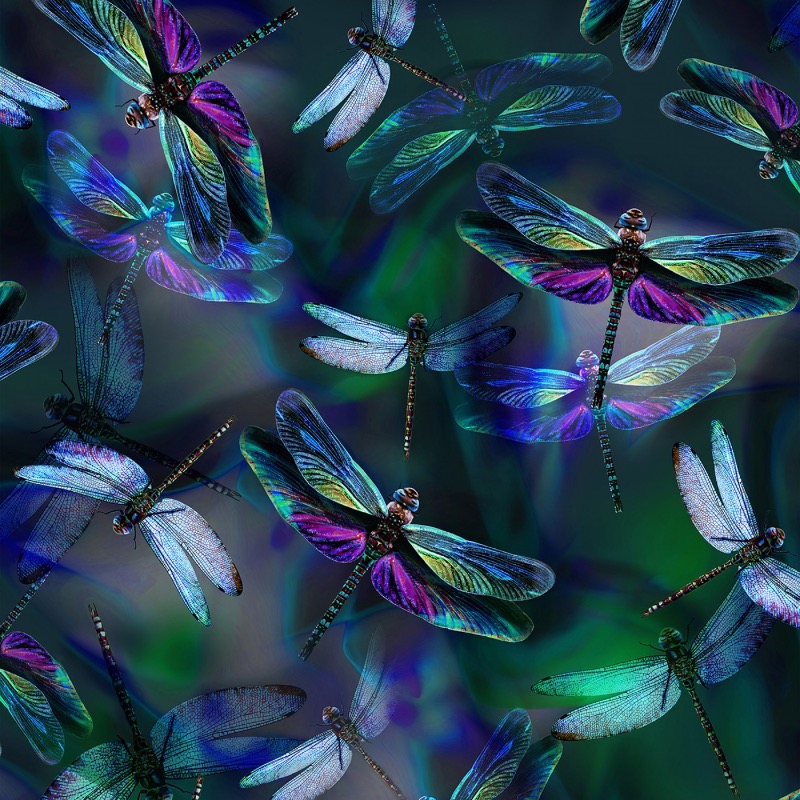Dancing Dragonflies Digitally Printed Fabric