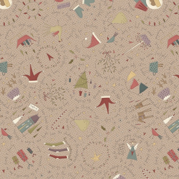 Anni Downs All For Christmas Taupe Allover Fabric
