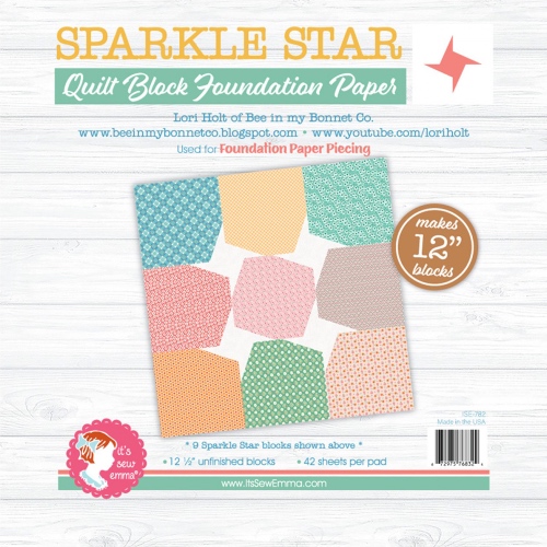Sparkle Star Quilt Block 12in Foundation Paper Pad