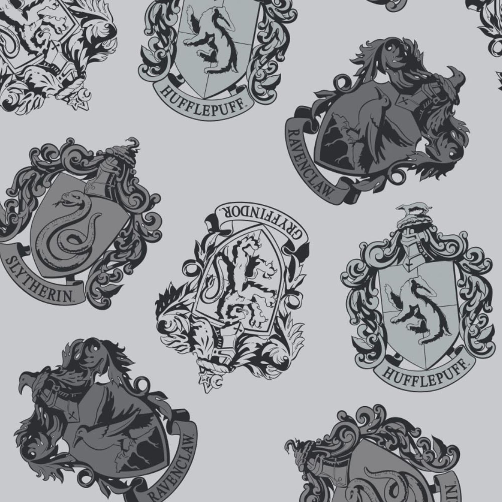 Jersey - Harry Potter House Crests Fabric Grey