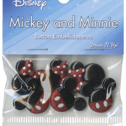 Mickey and Minnie Glitter Buttons