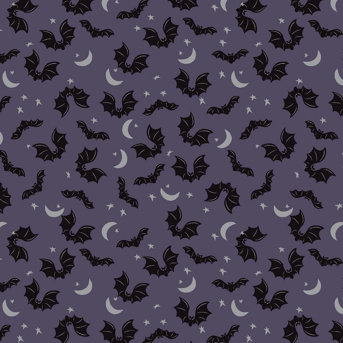 Spooky Hollow Bats Eggplant Sparkle Fabric