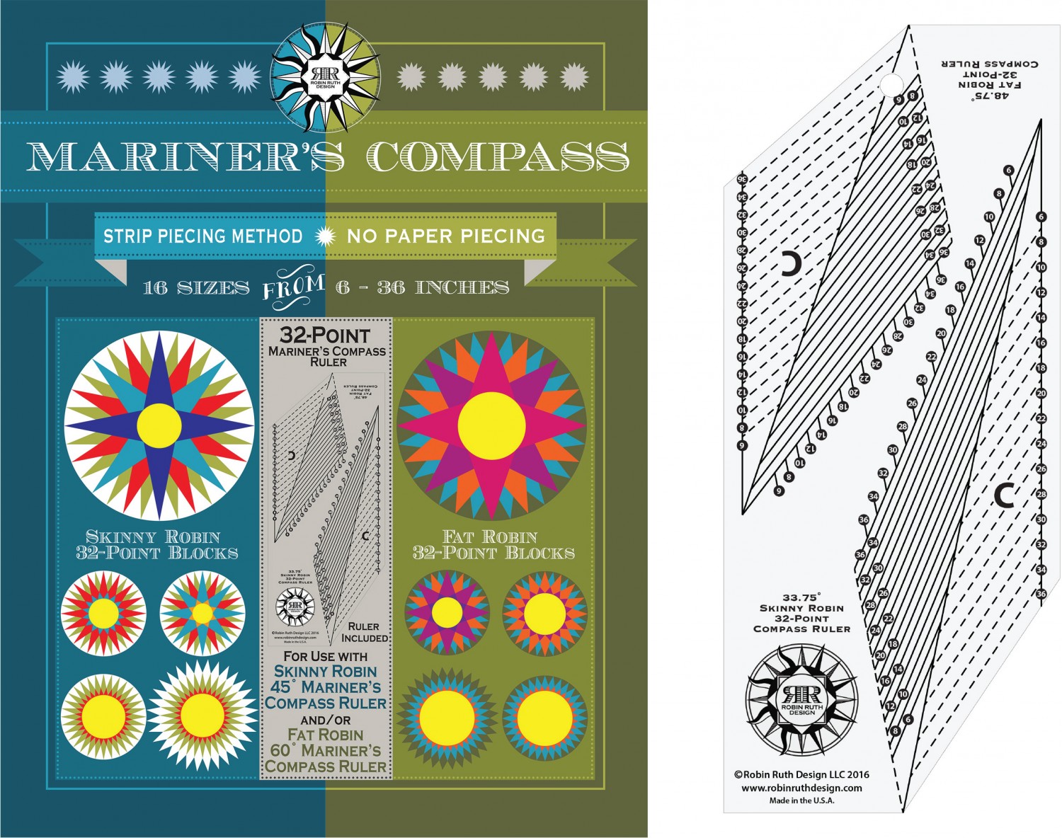 32 Point Mariner's Compass Book and ruler