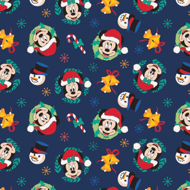 Mickey Mouse Joy To The World Christmas Fabric