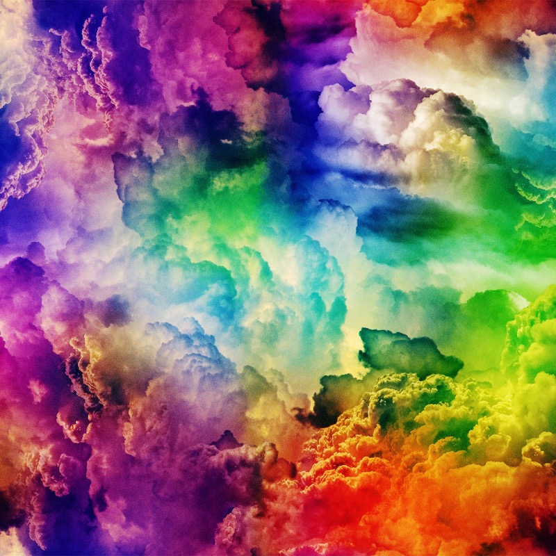 Hoffman Radical Rainbow Clouds Fabric