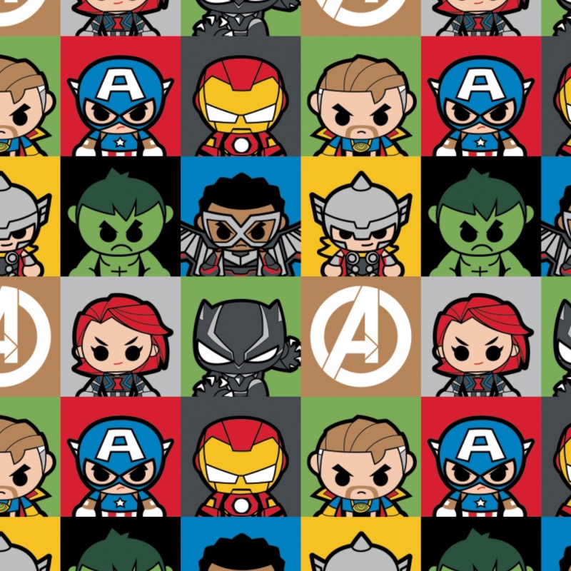 Marvel Kawaii Hero Blocks Fabric