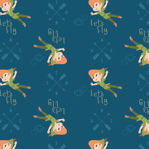 Disney Blue Peter Pan Let's Fly Fabric