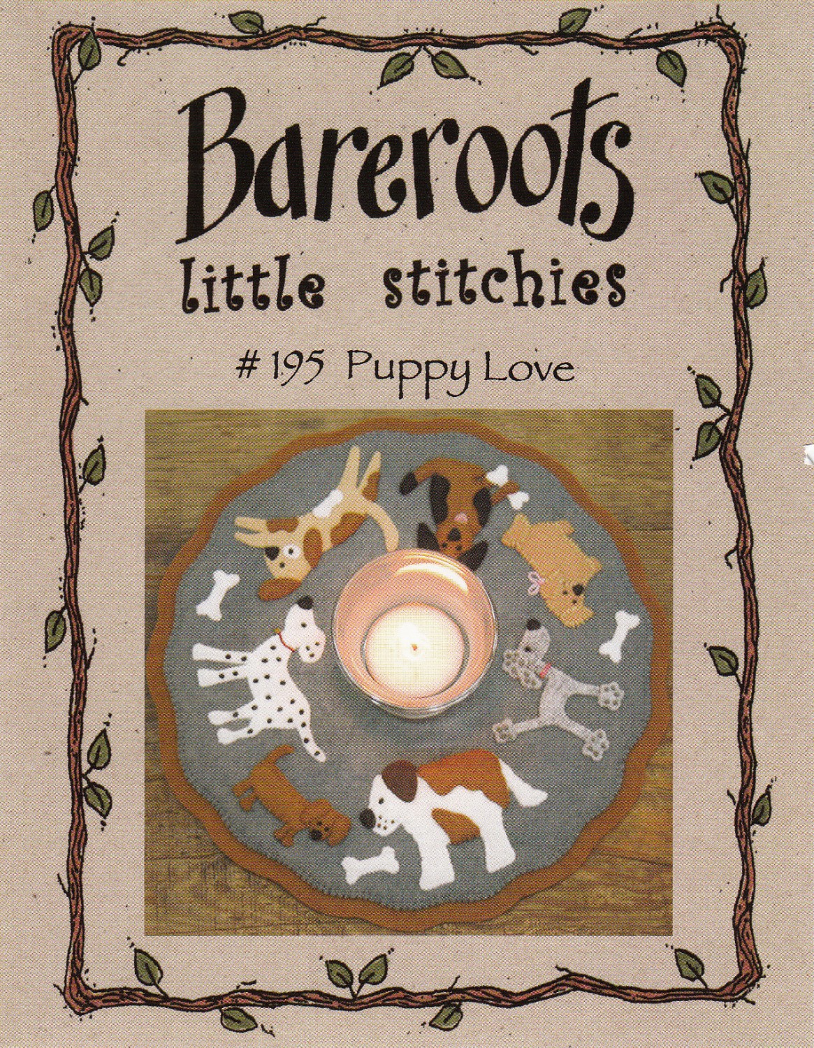 Bareroots Little Stitches Puppy Love Candle Mat Pattern