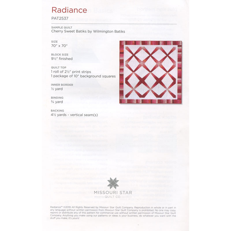 Missouri Star Quilt Company Radiance Pattern - The Quilt Shop