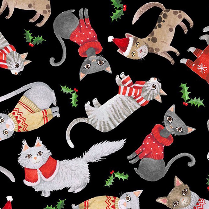 Cats in Christmas Jumpers Fabric