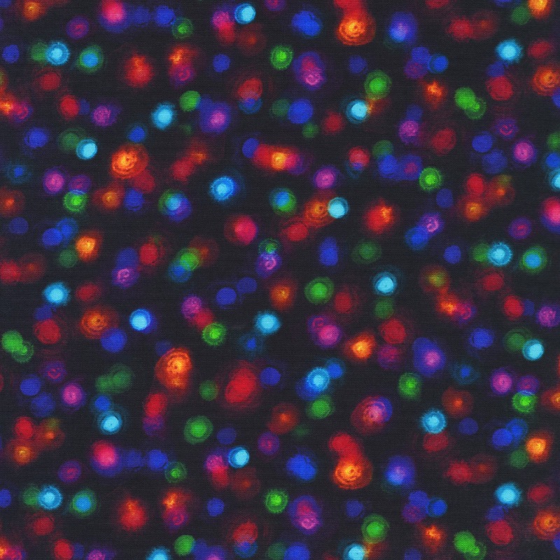 Robert Kaufman 108'' Black Christmas Lights Extra Wide Fabric