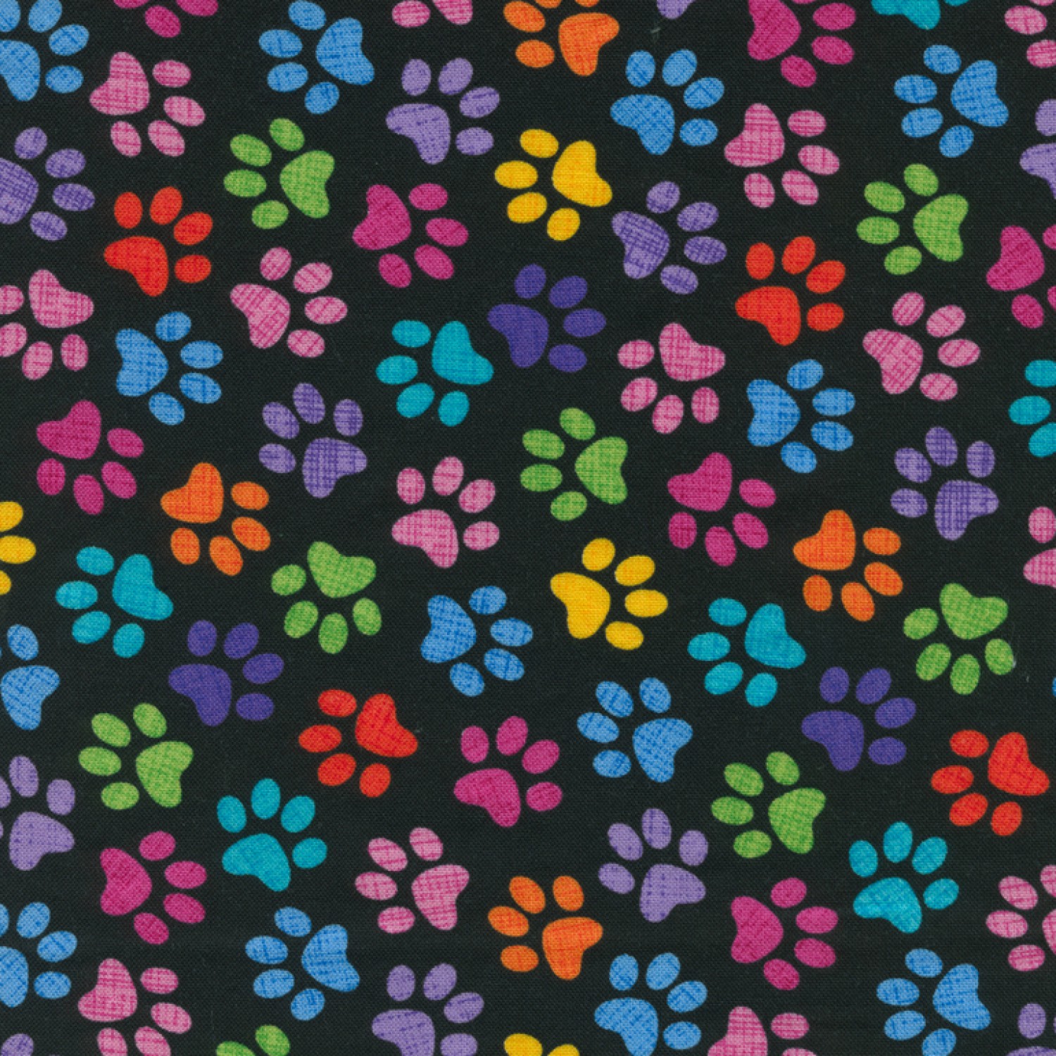 Multi Black Paws Fabric