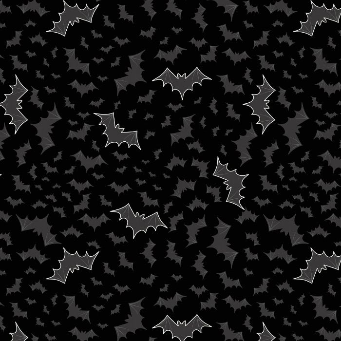 Black Bats Halloween Fabric Glow in the Dark