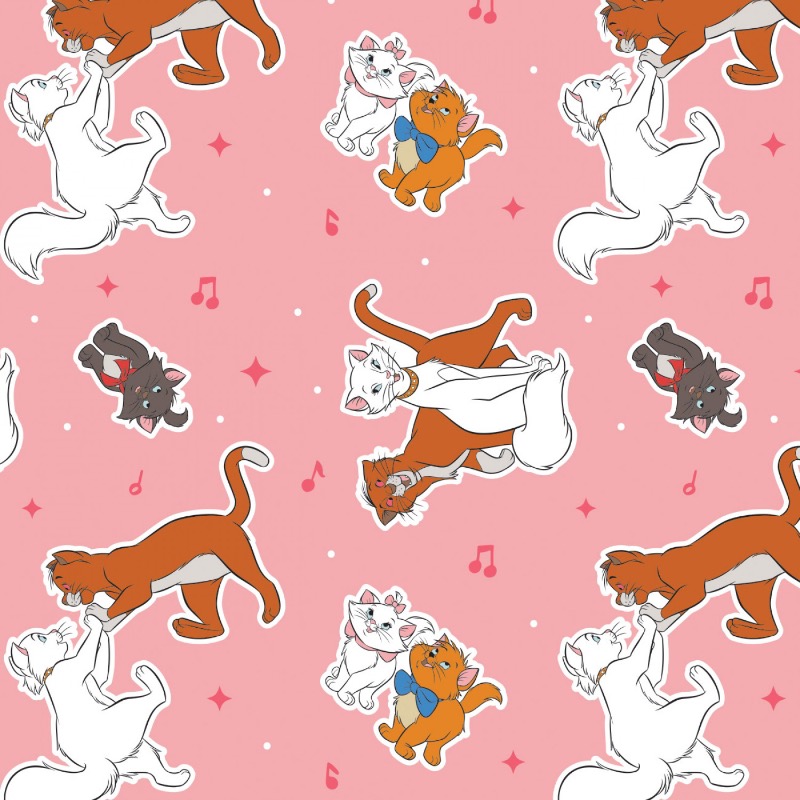 Aristocats Toss Pink Fabric