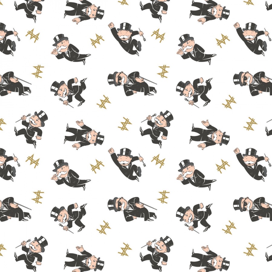 White Mr. Monopoly Fabric