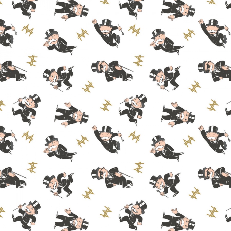 White Mr. Monopoly Fabric