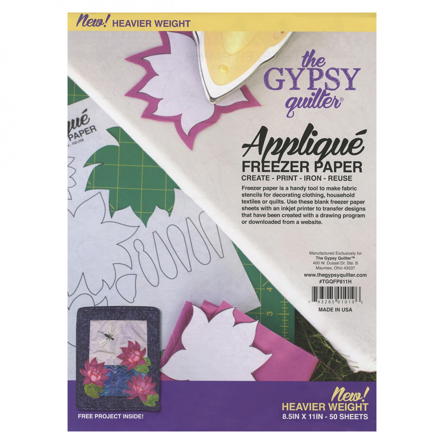 Gypsy Quilter Applique Freezer Paper 50 Pcs