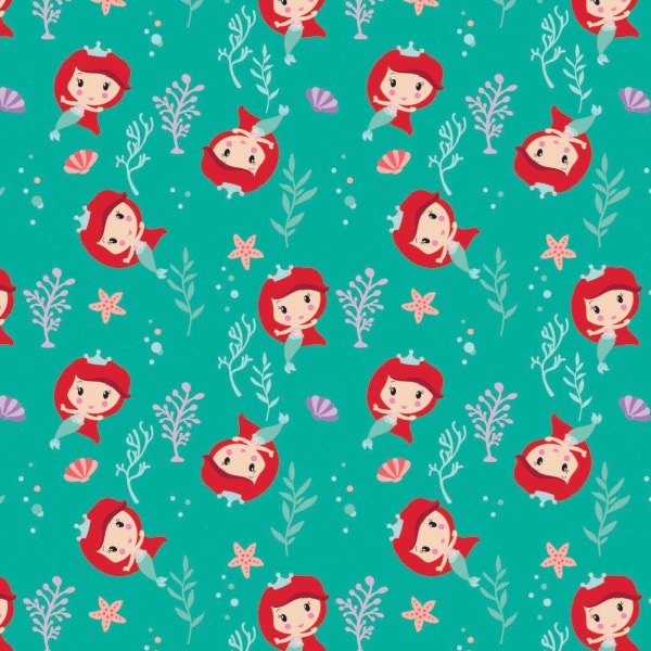 Disney Cute Ariel Toss Kawaii Floral Fabric