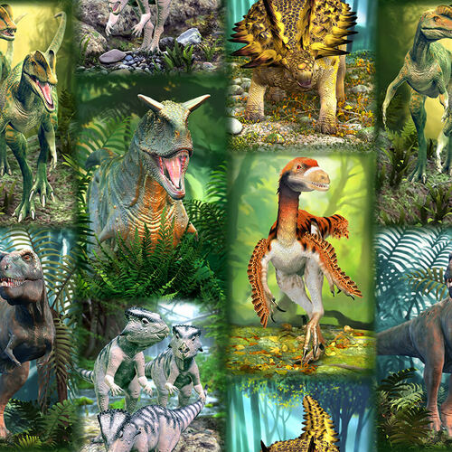 Blank Quilting Tyranno-Chorus Dinosaur Patch Fabric