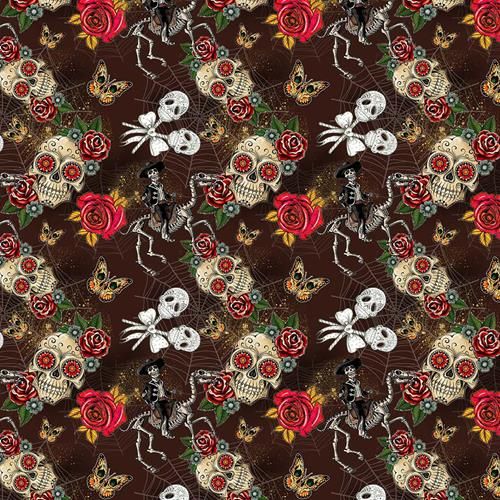 Day of the Dead Brown Fabric