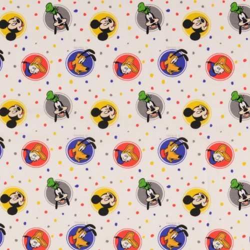 Disney Mickey Mouse and Friends Fabric - White