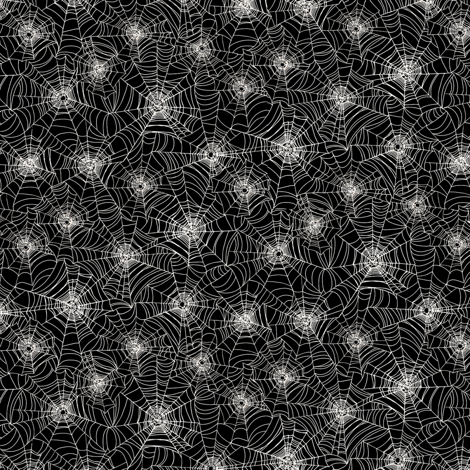 Black Spider Webs Glow in the Dark Fabric