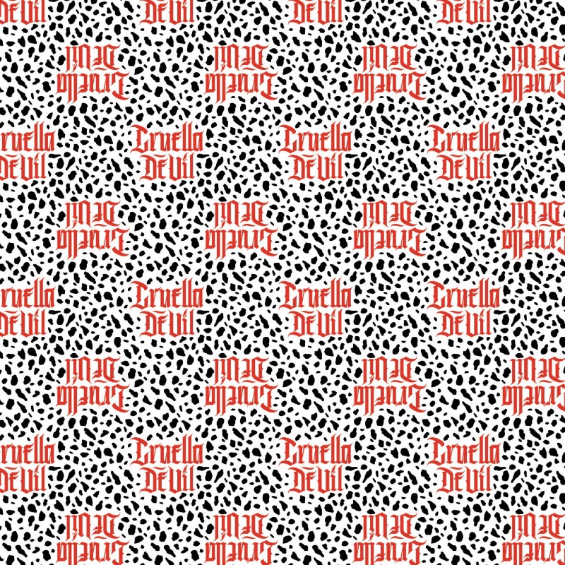 Disney Cruella De Vil Fashion Design Fabric - White