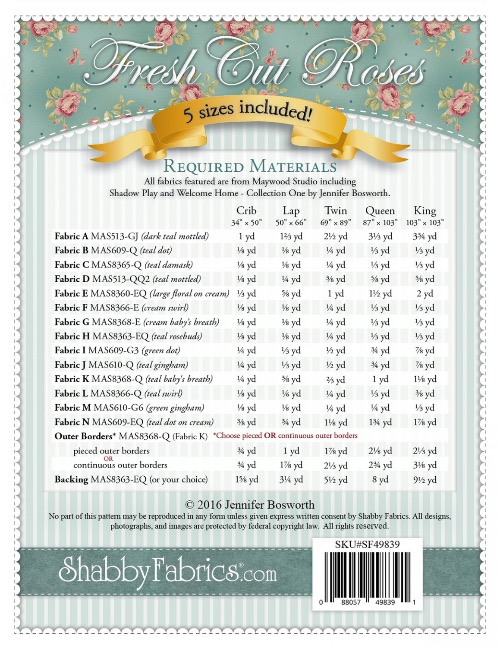 Fresh Cut Roses Quilt Pattern The Quilt Shop