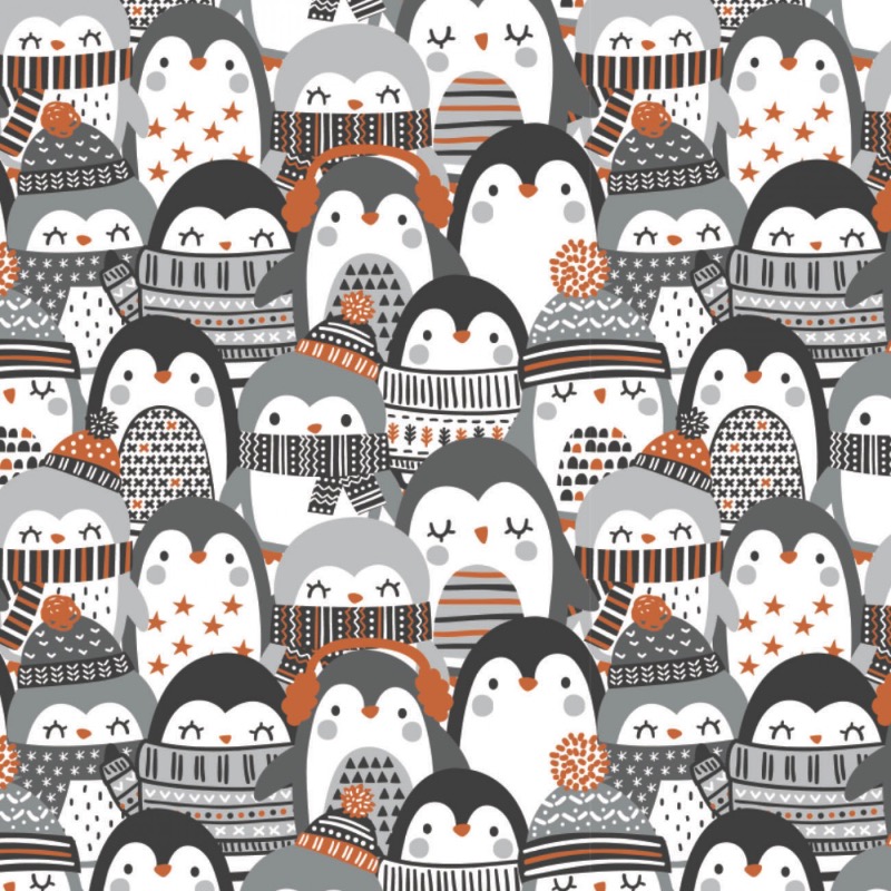 Penguin Paradise Cozy Penguin Stack Christmas Fabric