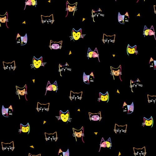 Kitty Cats Heads - Quilting Treasures Cat Fabric