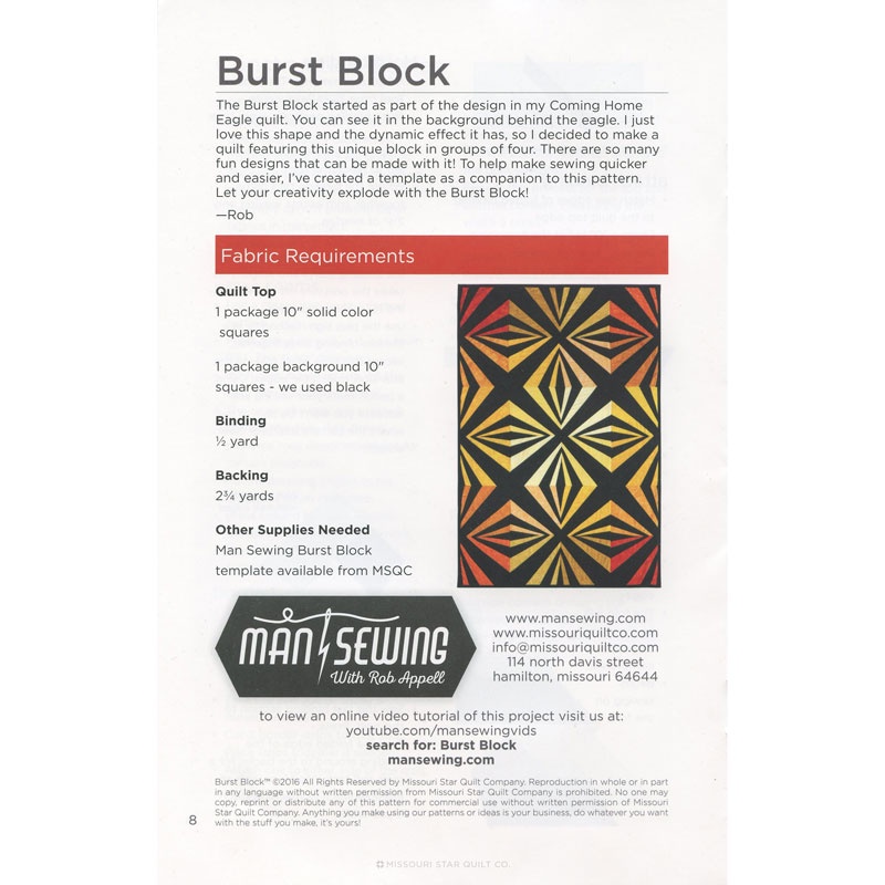 Missouri Star Quilt Company Burst Block Pattern