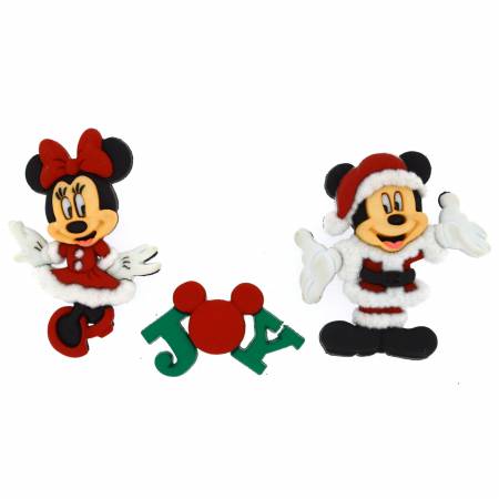 Disney Mickey and Minnie Mouse Christmas Button Embellishments