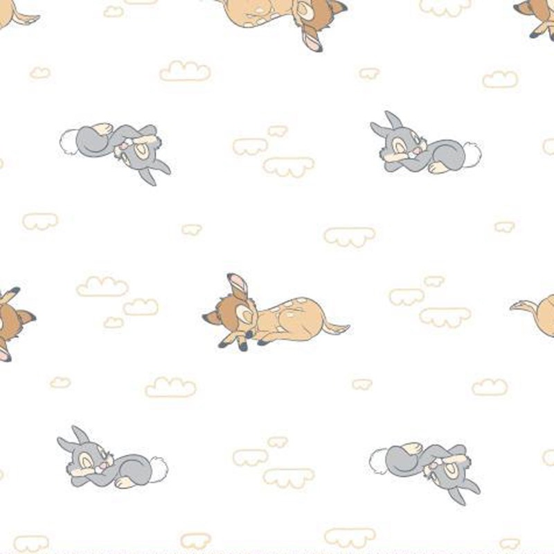 FLANNEL - Disney Bambi and Thumper Flannel Fabric - White