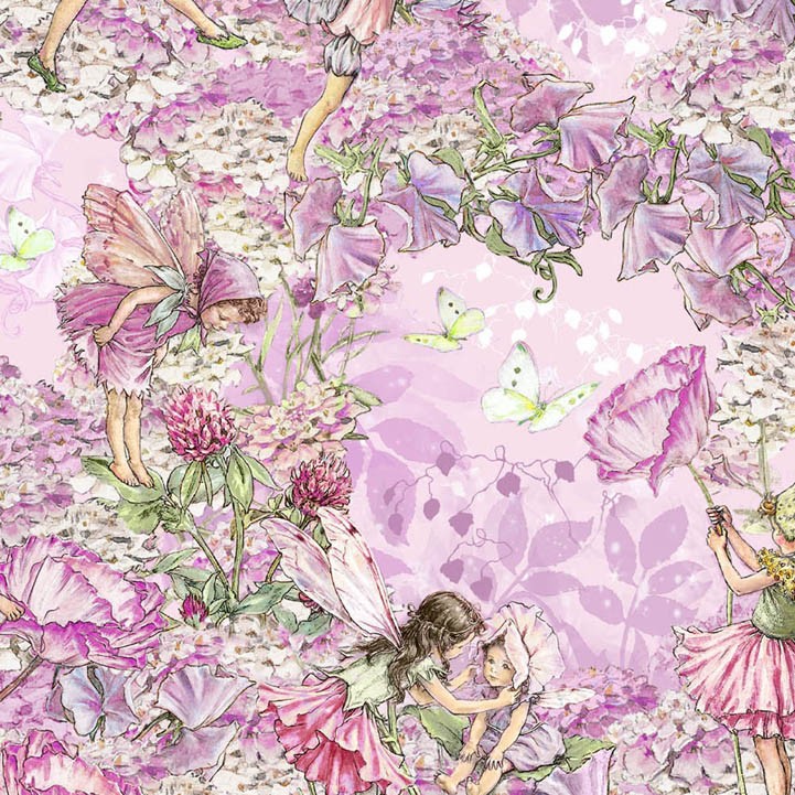 Pink Petal Flower Fairies Allover Fabric