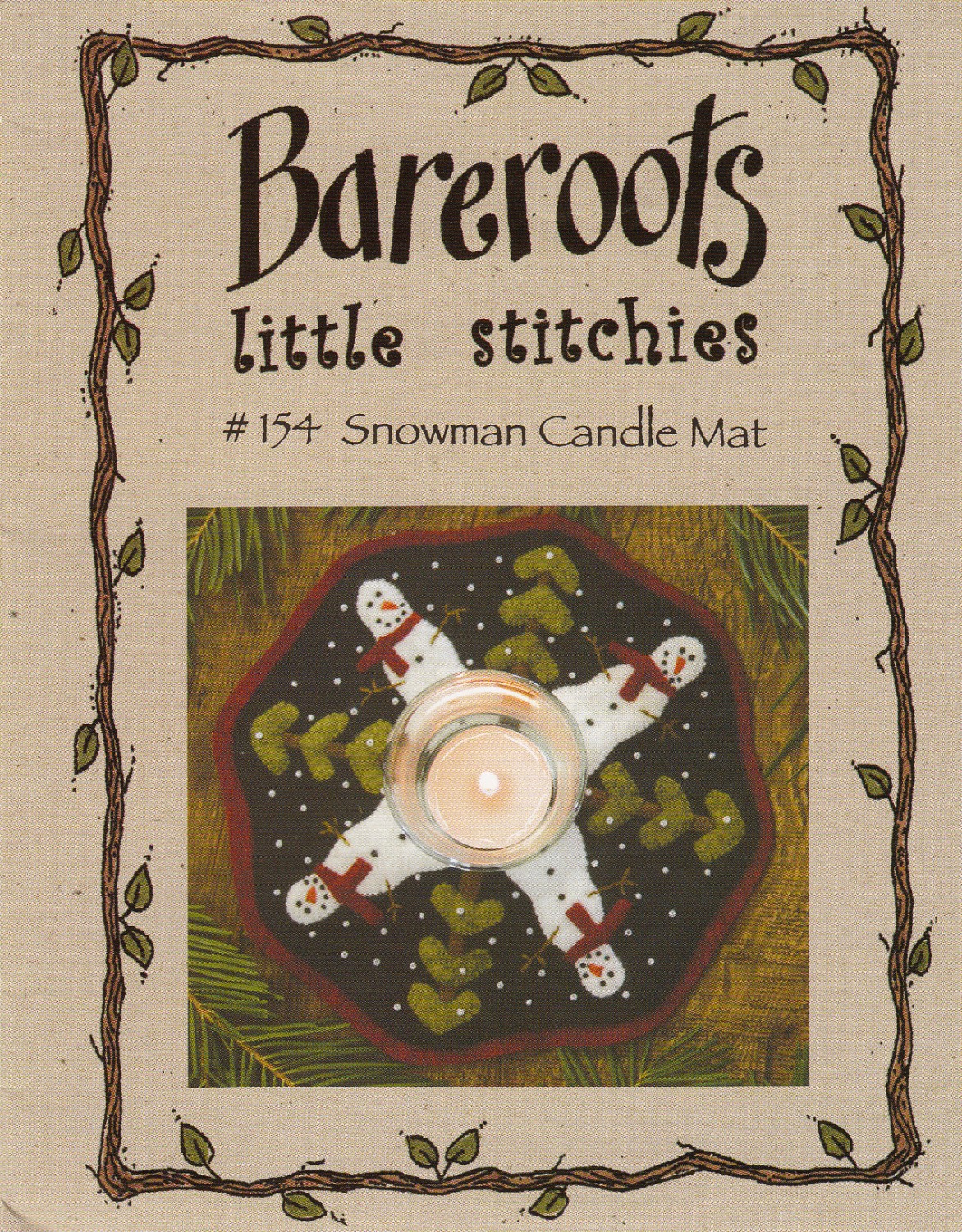 Bareroots Little Stitches Snowmen Candle Mat Pattern