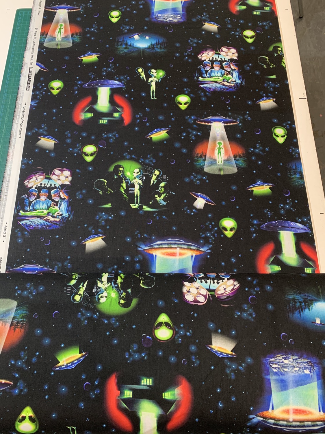 Black Eerie Area 51 Alien Fabric