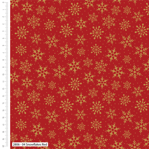 Craft Cotton Metallic Snowflakes Red Christmas Fabric