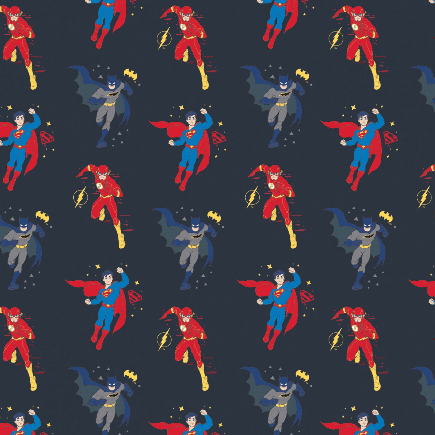 Justice League Heroes Fabric - Indigo