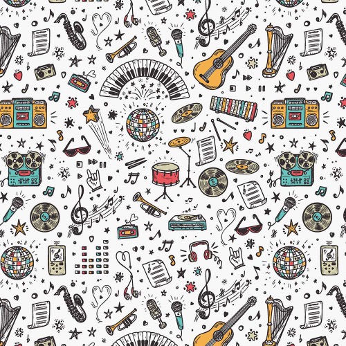 School Days Music Fabric