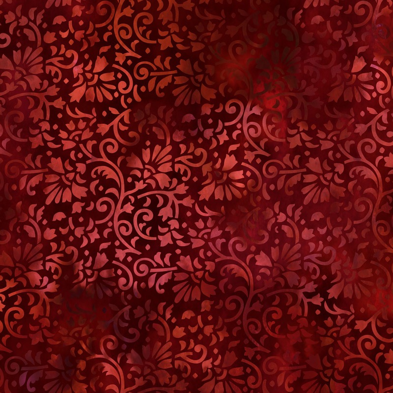 Rainbow of Jewels Vines Fabric - Red