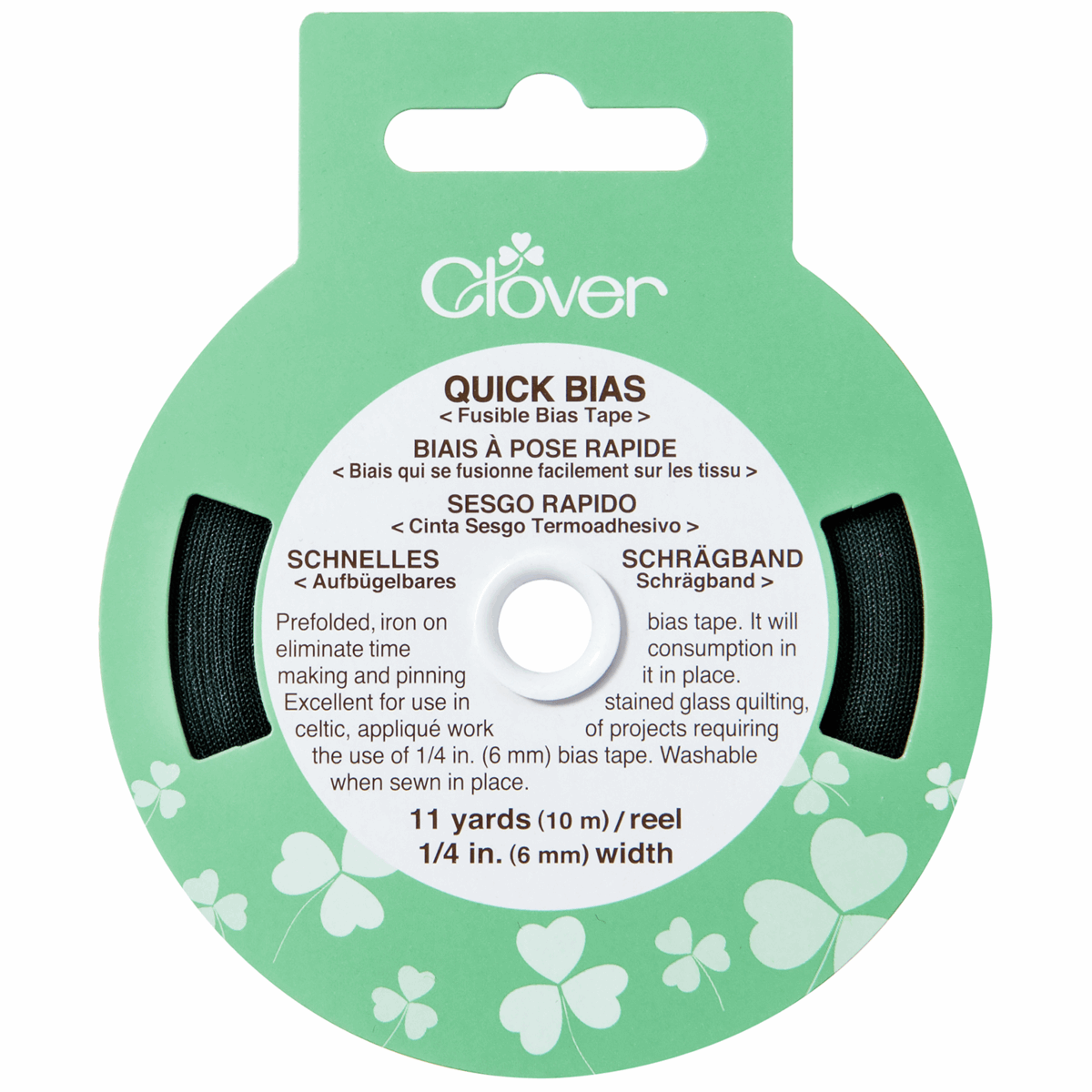 Clover Fusible Black Quick Bias 6mm x 10m