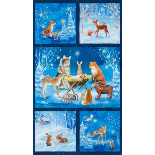 Winter Ware Wishes Forest Animals Christmas Fabric Panel