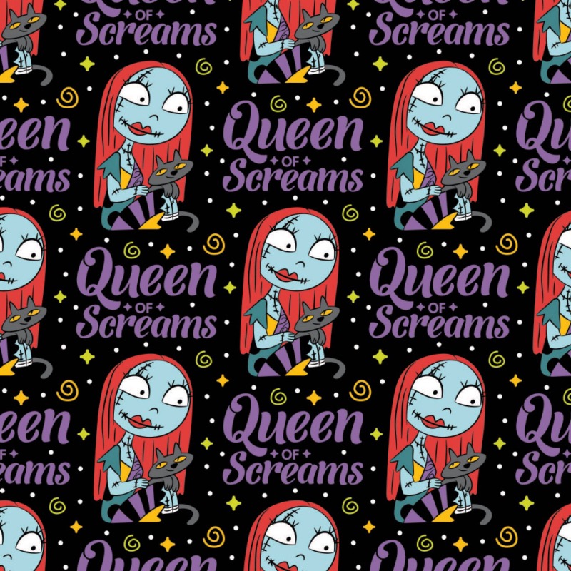 Nightmare Before Christmas Sally Queen of Screams Halloween Fabric