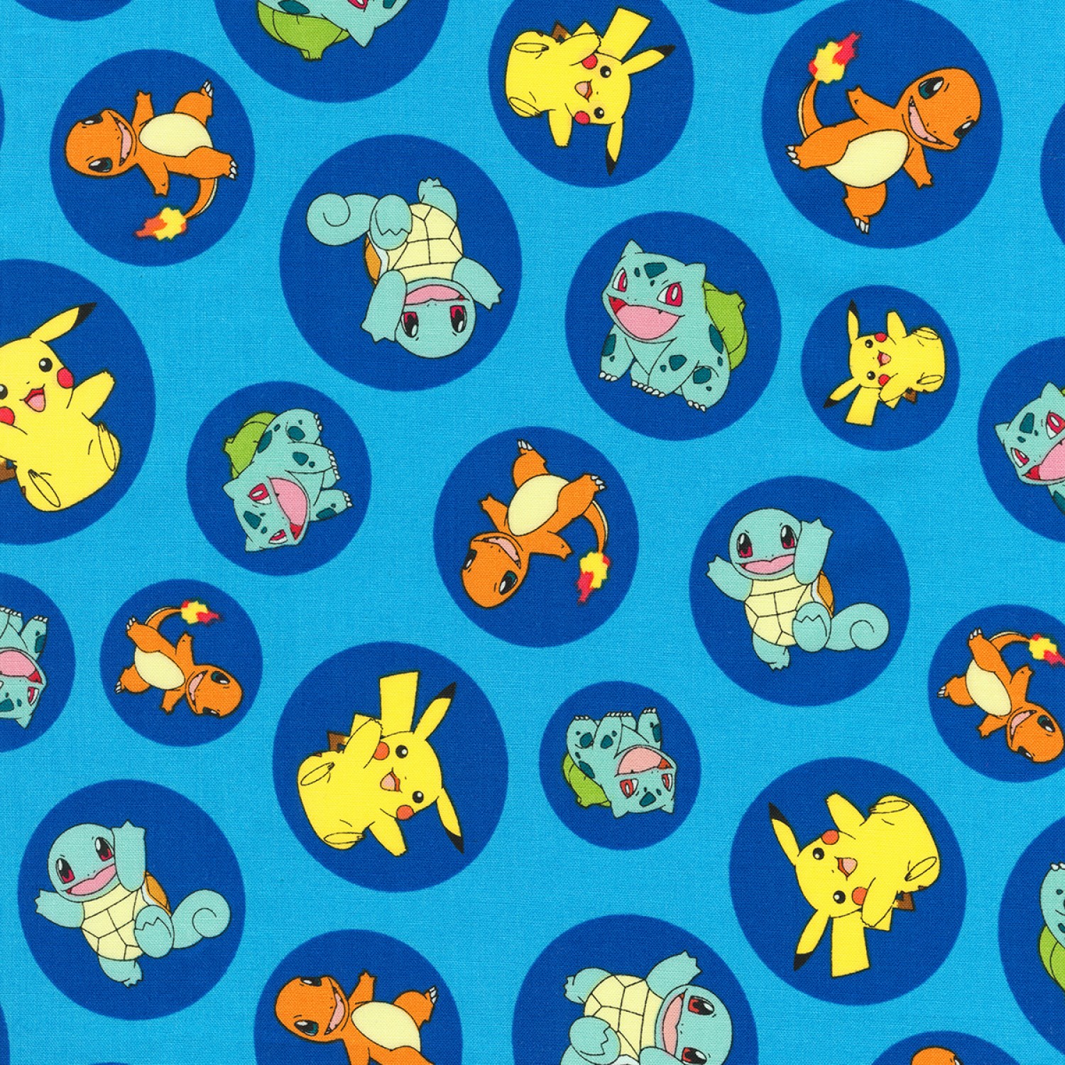 Blue Circles Pokemon Fabric